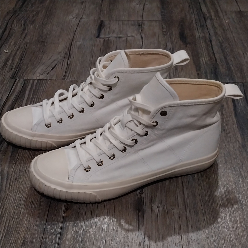 J Crew Women White Ivory Classic High Top Lace Tie Up Cotton Canvas Sneaker 8.5